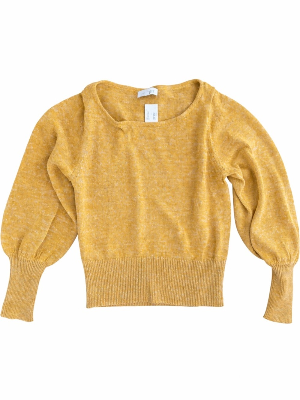 INTERMIX Yellow Scoop Neck Balloon Sleeve Sweater